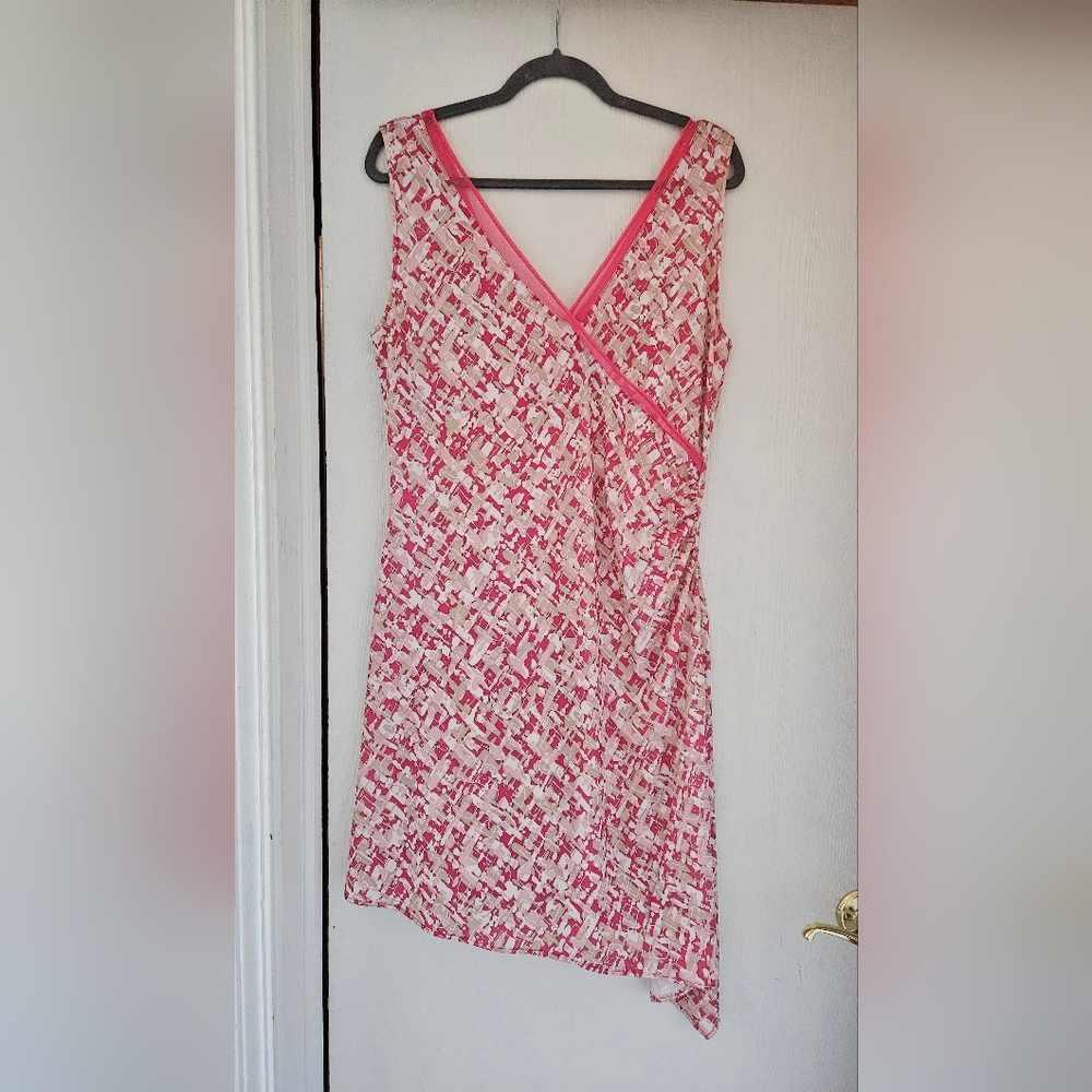 Kenneth Cole New York Pink and Cream Sleeveless Midi Dress